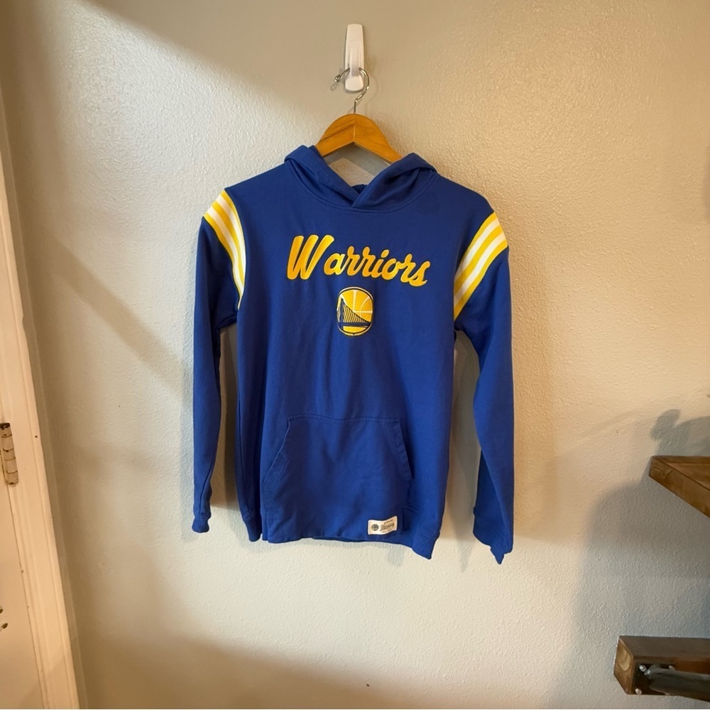 NBA Golden State Warriors Hoodie Youth XL Blue Yellow‎ Striped Pullover